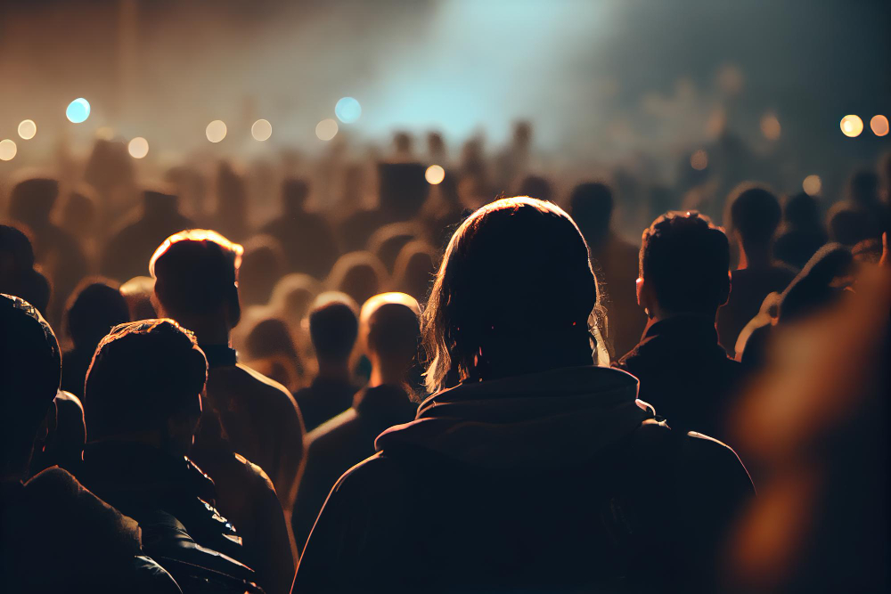 back view crowd fans watching live concert performance 3