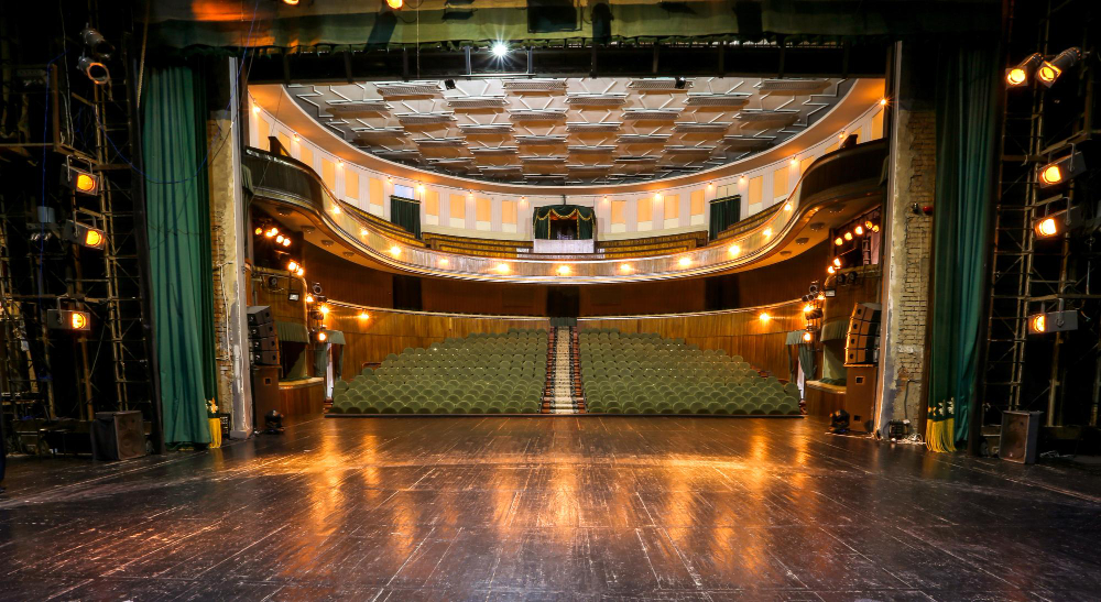 theater stage auditorium with balconies loggias